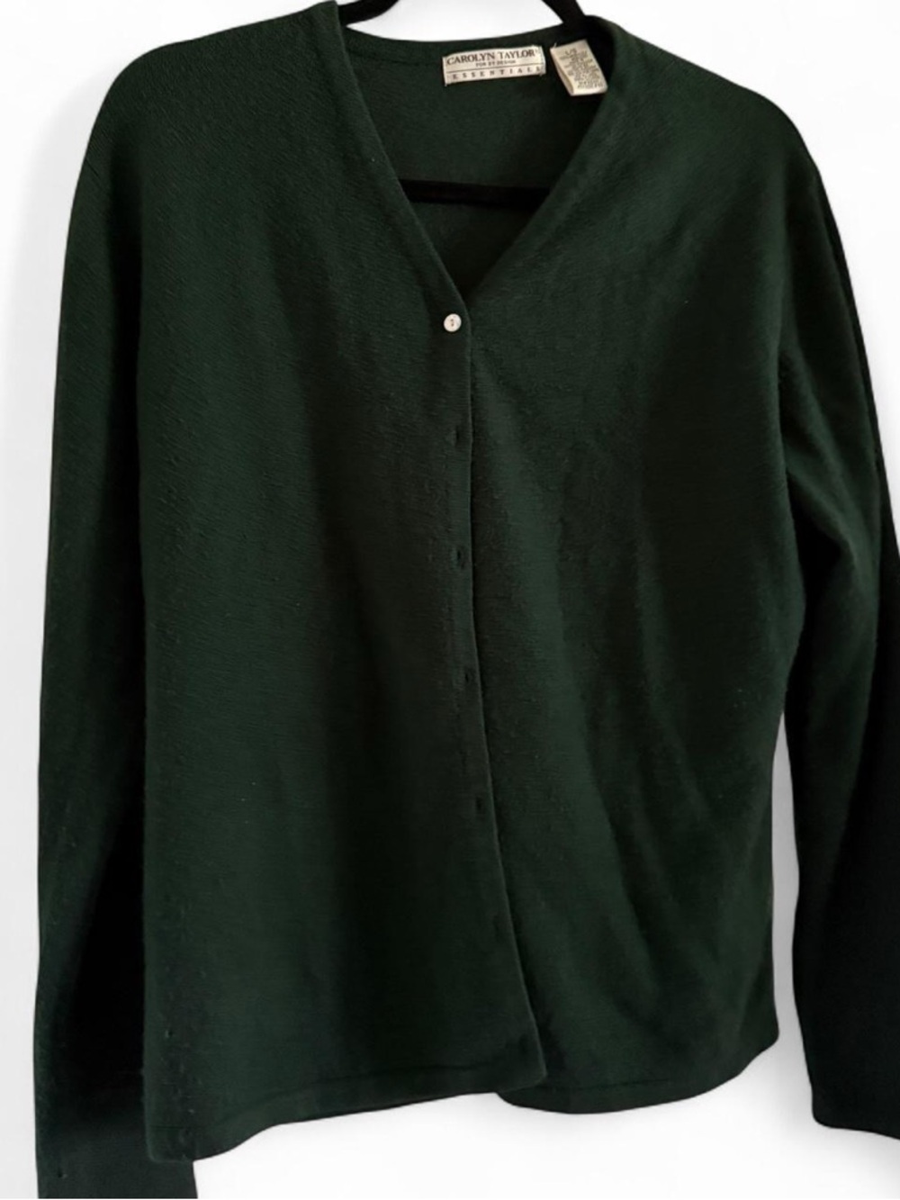Carolyn Taylor Deep Forest Green Button-Front Cardigan